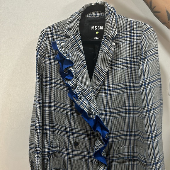 MSGM Plaid Coat w Ruffle - Picture 4 of 6